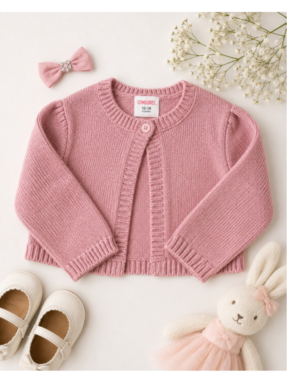 Gymboree Sparkle Knit Pink Cardigan 12–18M EUC